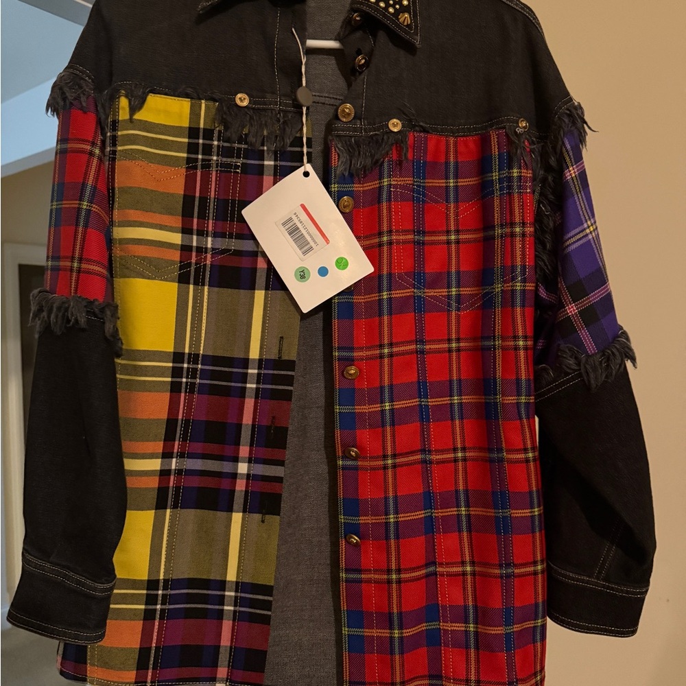 Versace Vibrant Plaid Shirt women size 40